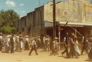 Street Scene from the 1915 Movie.  In the series, Quandialla becomes the fictional town of Bindogundra.